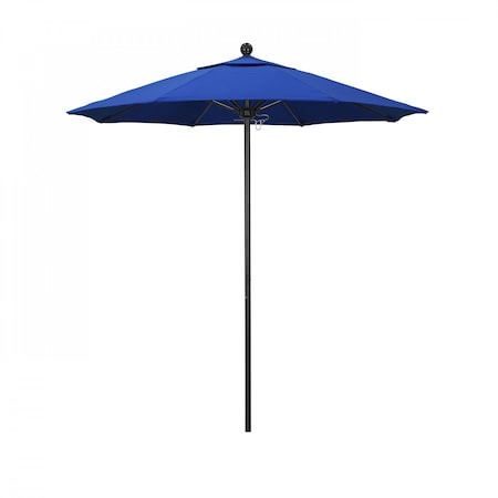 CALIFORNIA UMBRELLA 7.5' Black Aluminum Market Patio Umbrella, Olefin Royal Blue 194061334676